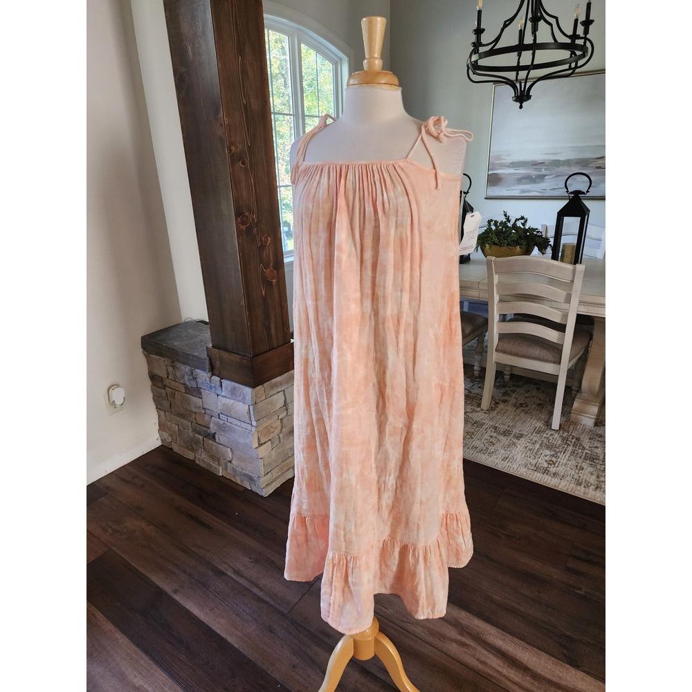 NWT Time and Tru Womens Peach Tie Dye Cotton Gauze Maxi Dress Boho Small